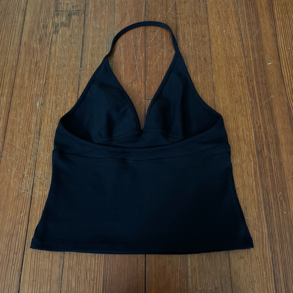 Tank Air Dip Halter Top in Black Basics Everyday Staple Simple Capsule Wardrobe - Picture 9 of 9